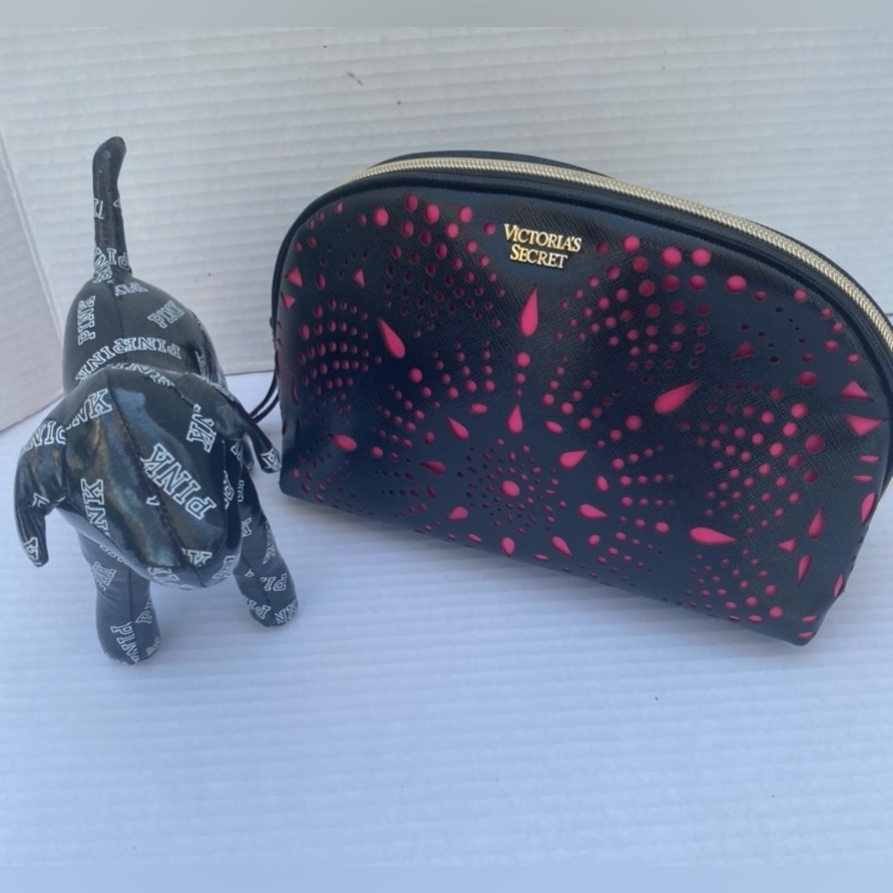 Victoria's Secret Puppy and Cosmetic Bag Set (2 Pieces 🐶🐶🖤🩷🖤